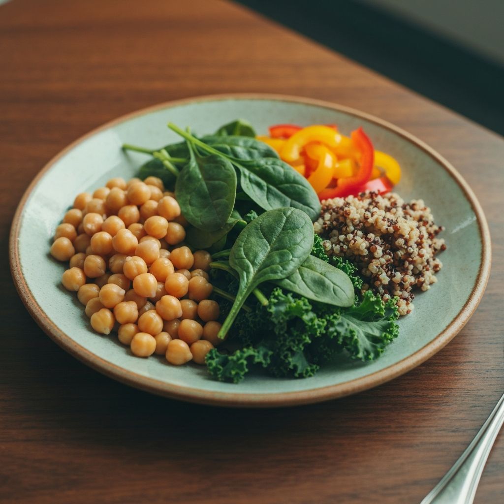 Balanced meal plate with diverse food groups
